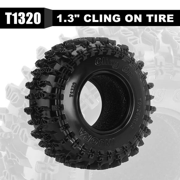 INJORA 1.3" Cling-On Tires for SCX24 AX24 1/18 1/24 Micro Crawler Upgrade