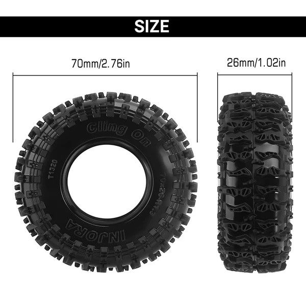 INJORA 1.3" Cling-On Tires for SCX24 AX24 1/18 1/24 Micro Crawler Upgrade