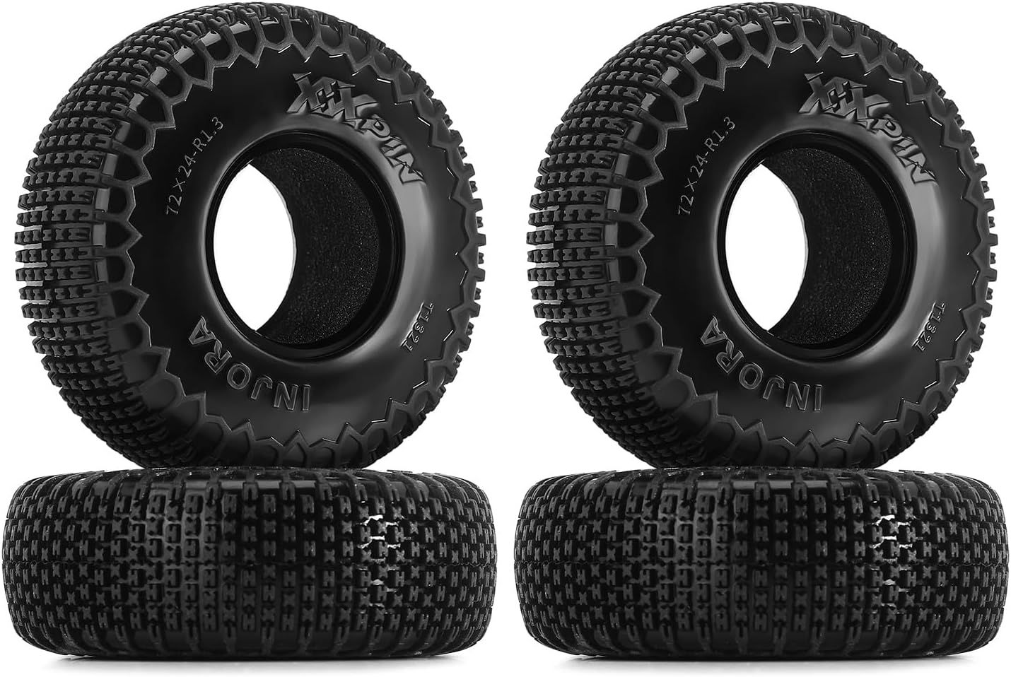 INJORA 1.3" 72*24mm XHX Pin Tires for SCX24 AX24 1/18 1/24 Micro Crawler Upgrade