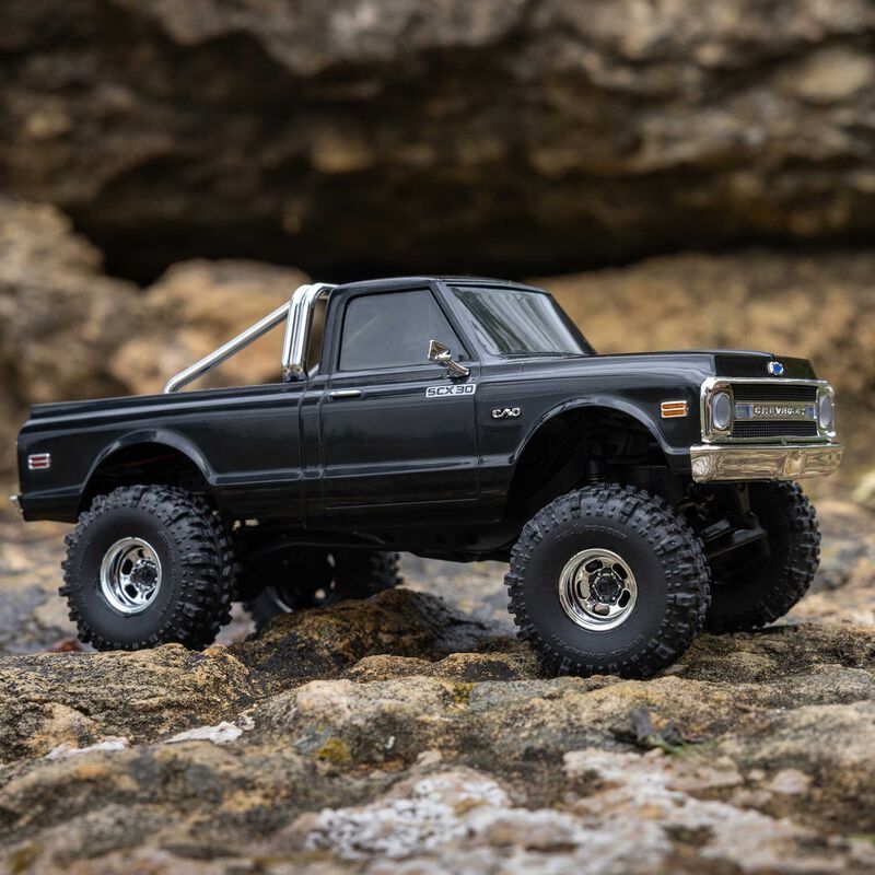 1/30 SCX30 Chevrolet K10 4X4 RTR Brushed Rock Crawler (Battery &amp; Charger Included), Black