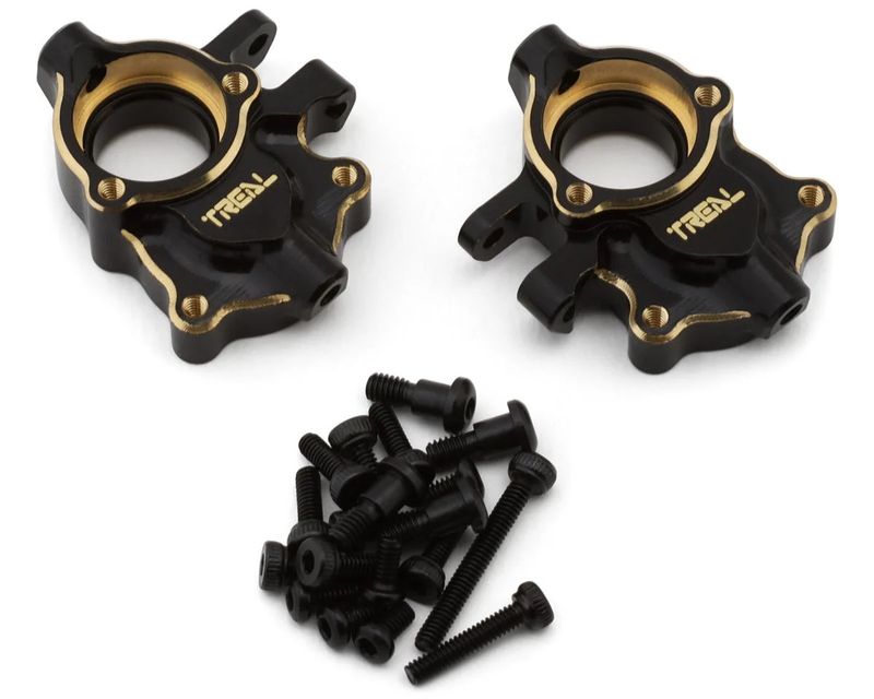 Treal Hobby Redcat Ascent-18 Brass Front Steering Knuckles/Inner Portal Covers (Black) (2) (27g)