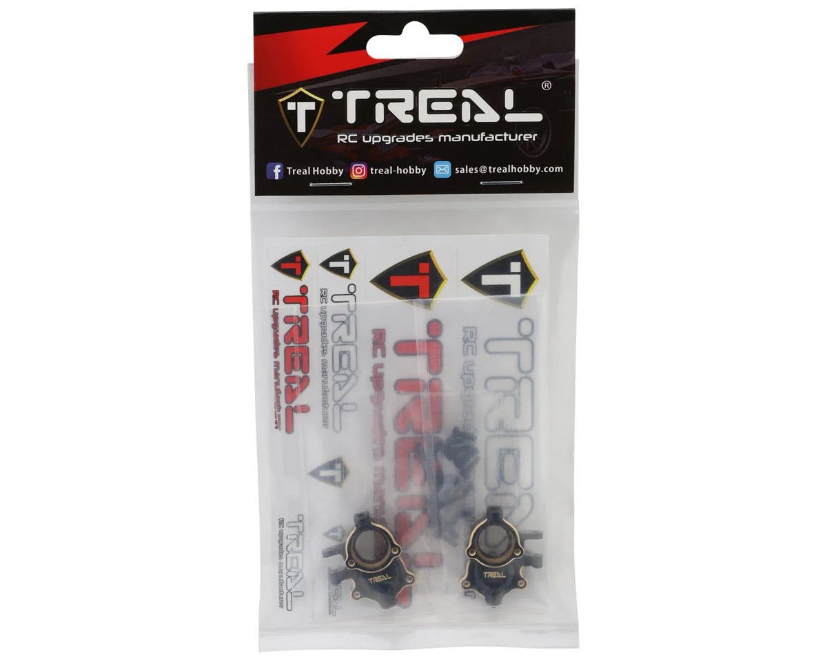 Treal Hobby Redcat Ascent-18 Brass Front Steering Knuckles/Inner Portal Covers (Black) (2) (27g)