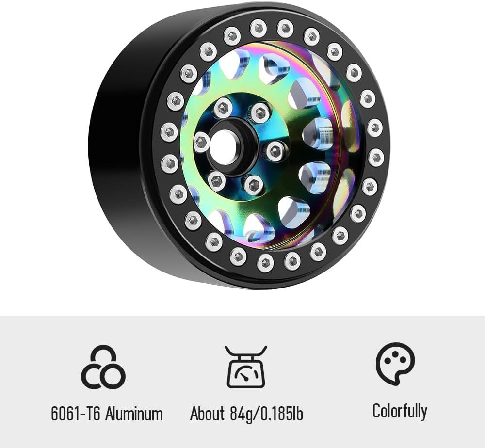 Rainbow 1.9 Beadlock Wheel Rim Offset -10mm Aluminum Deep Dish Wheel for 1/10 RC Crawler