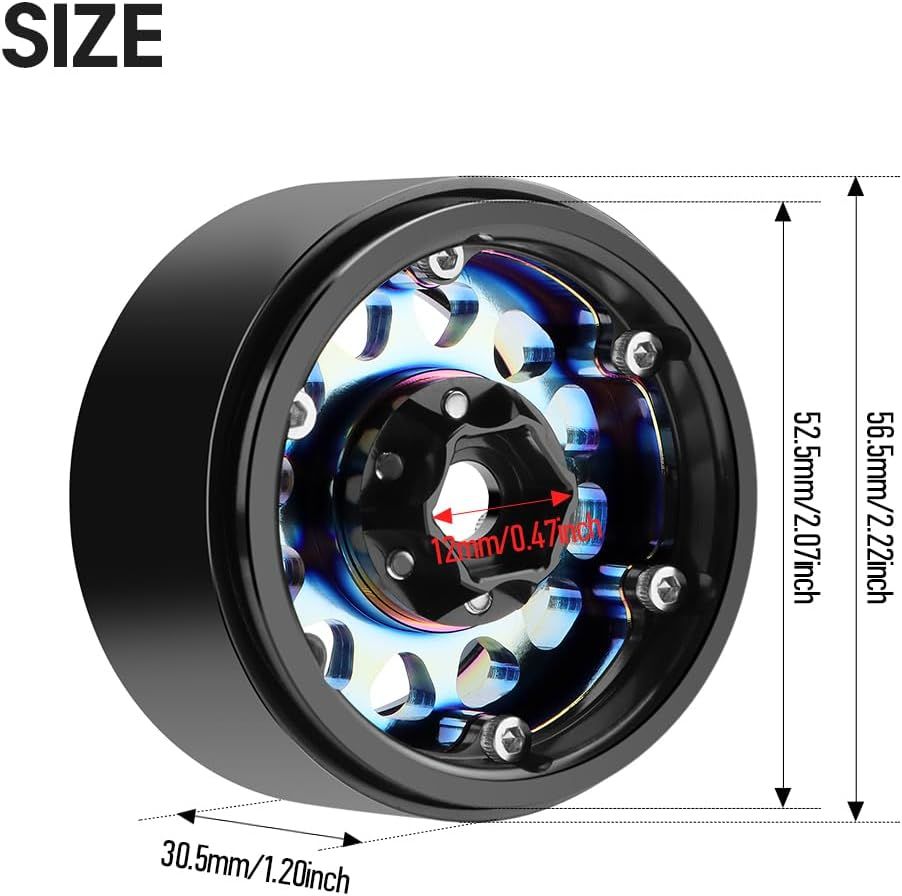 Rainbow 1.9 Beadlock Wheel Rim Offset -10mm Aluminum Deep Dish Wheel for 1/10 RC Crawler