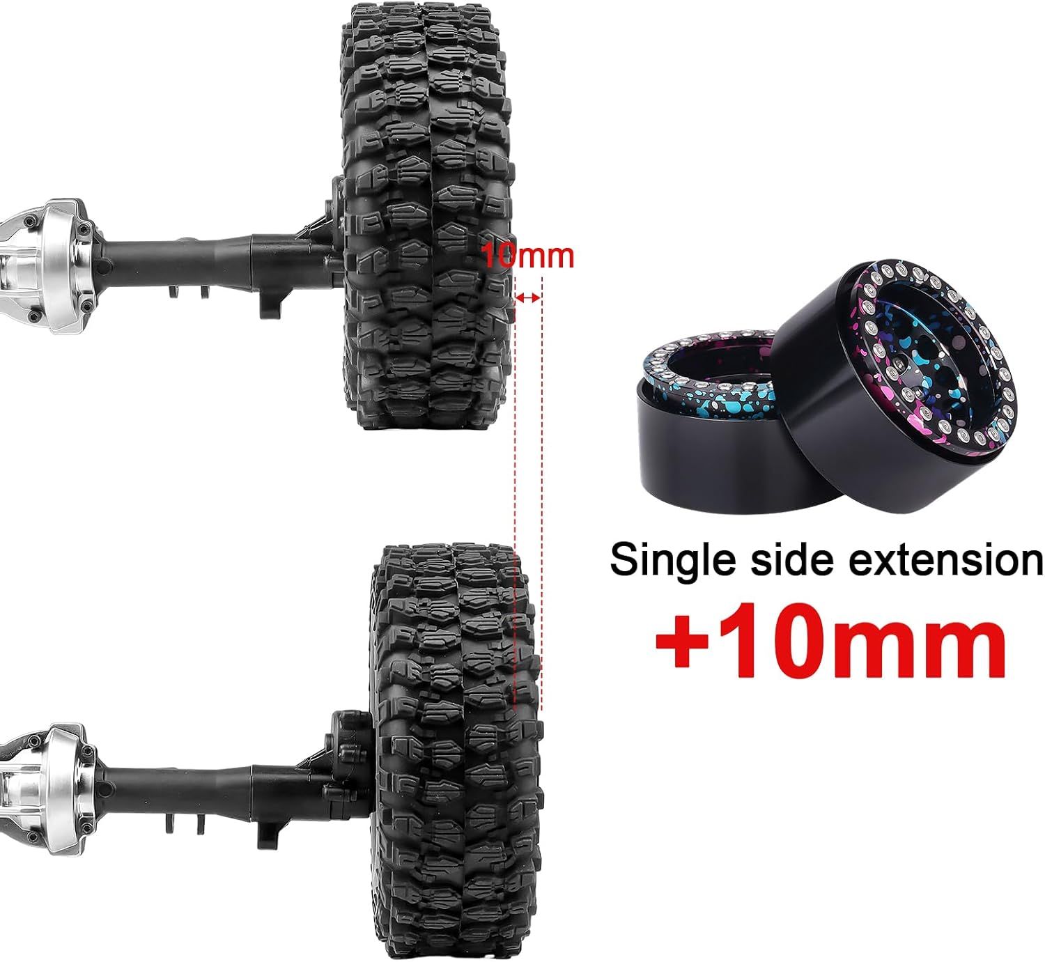 HobbyPark Graffiti Splash Anodized 1.9 Beadlock Wheels -10mm Negative Offset Deep Dish 1.9 Beadlocks Rims for 1/10 RC Crawler