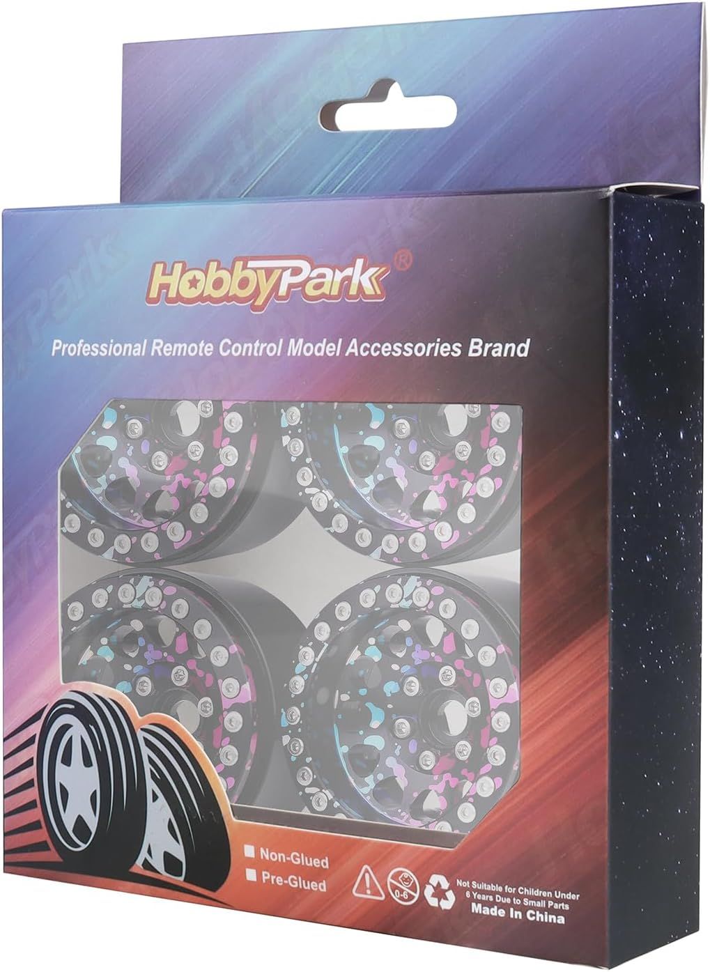 HobbyPark Graffiti Splash Anodized 1.9 Beadlock Wheels -10mm Negative Offset Deep Dish 1.9 Beadlocks Rims for 1/10 RC Crawler