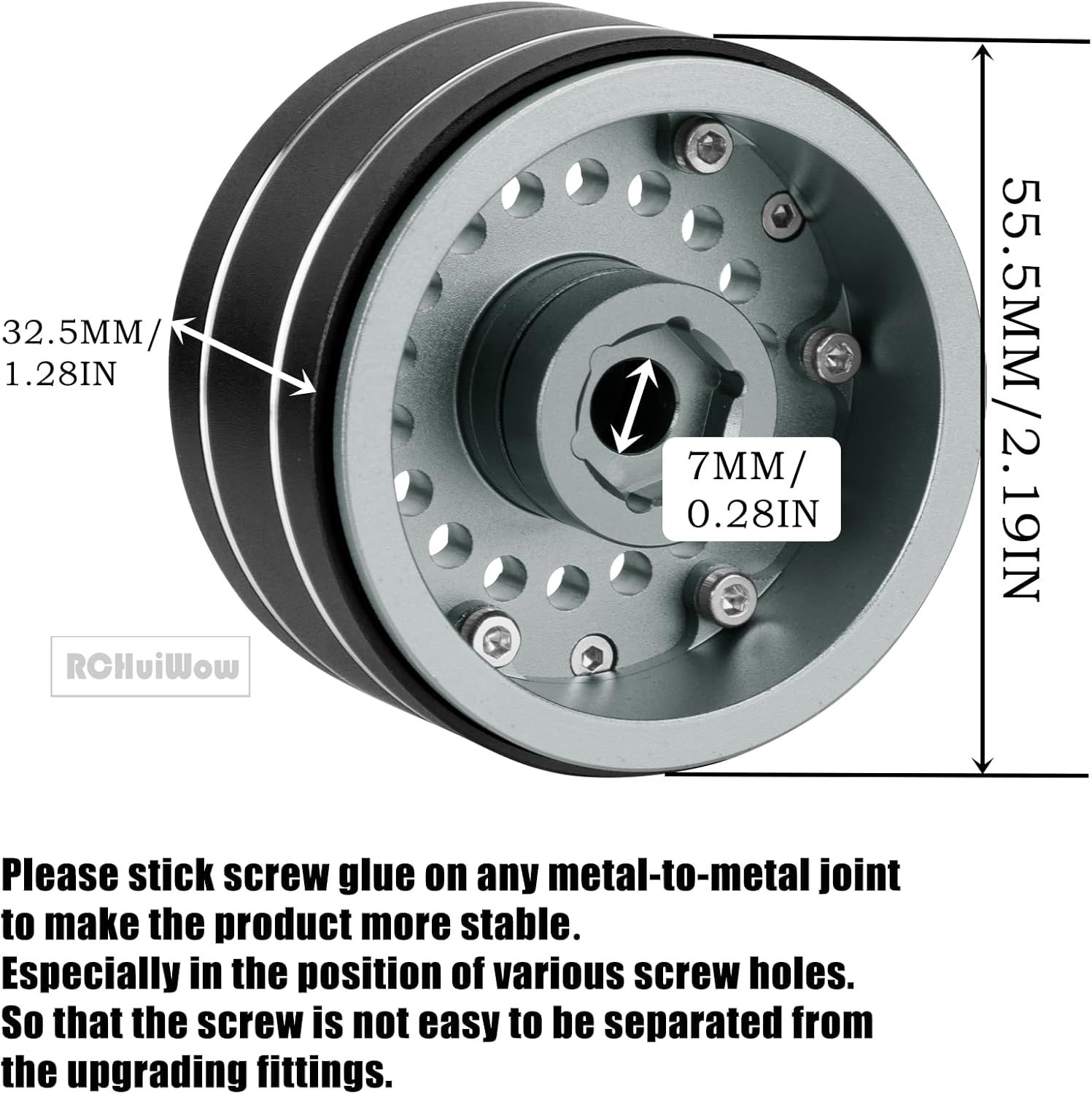 1.9 Beadlock Wheels Rainbow Wheels for 1/10 SCX10 Gunmetal Center