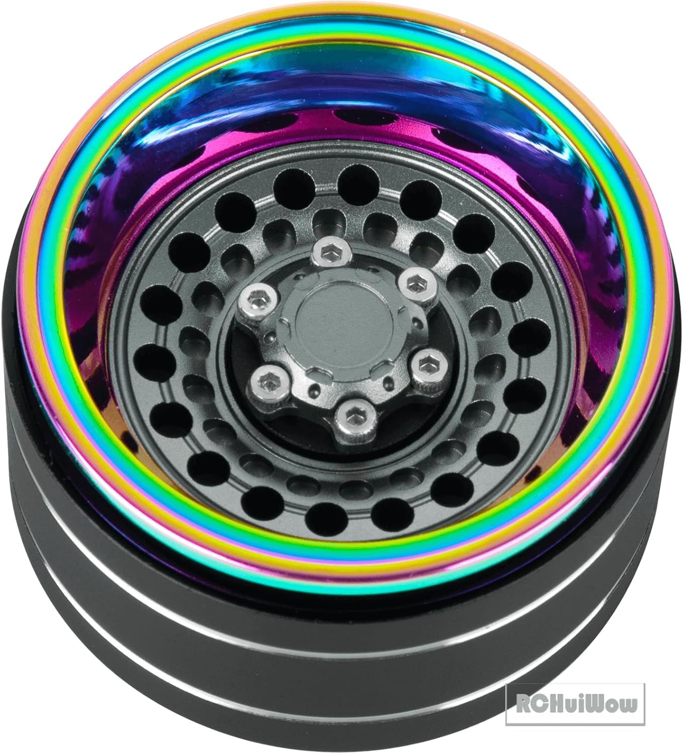 1.9 Beadlock Wheels Rainbow Wheels for 1/10 SCX10 Gunmetal Center
