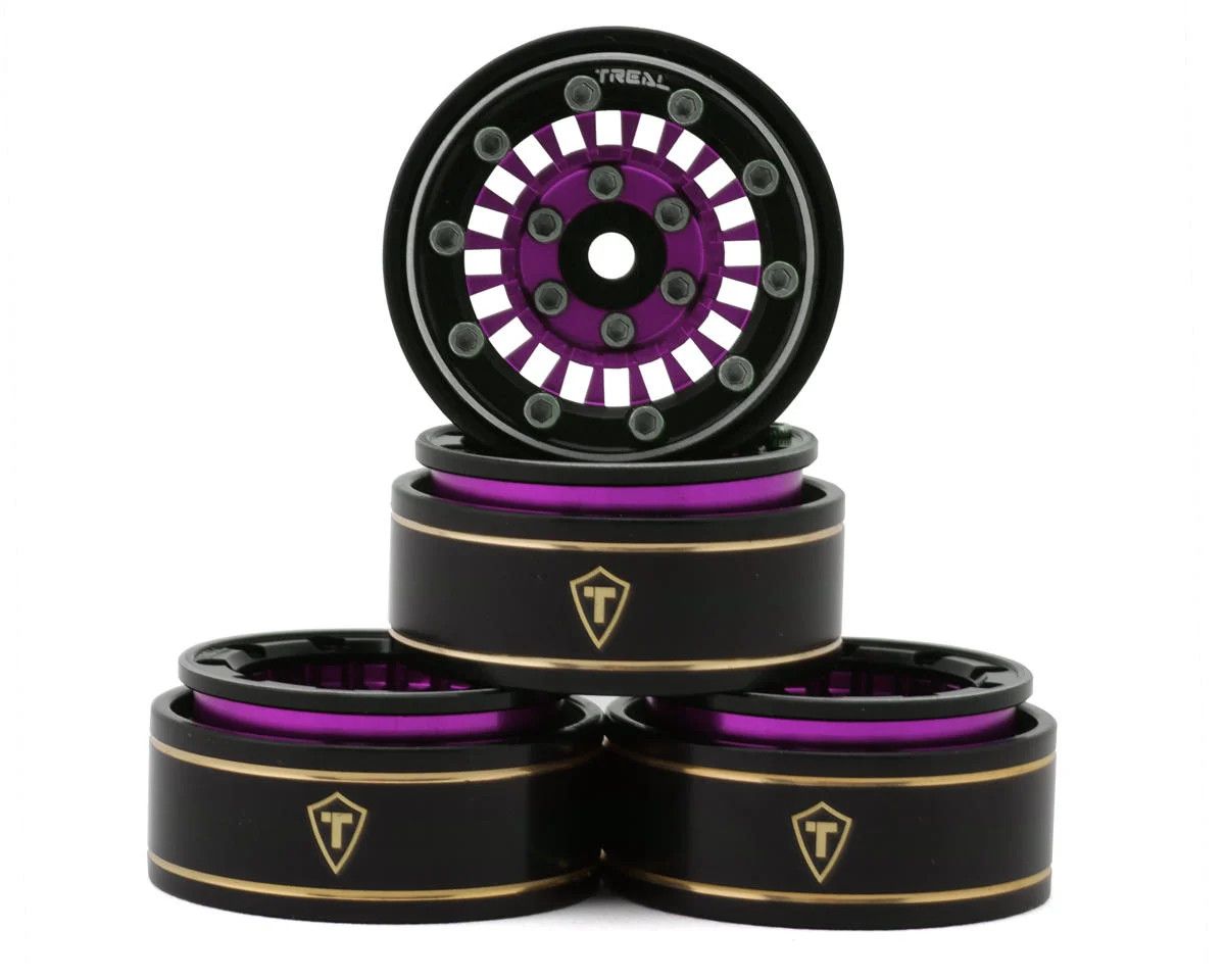 Treal Hobby Type C 1.0" Aluminum Beadlock Crawler Wheels (Purple) (4) (27.3g)