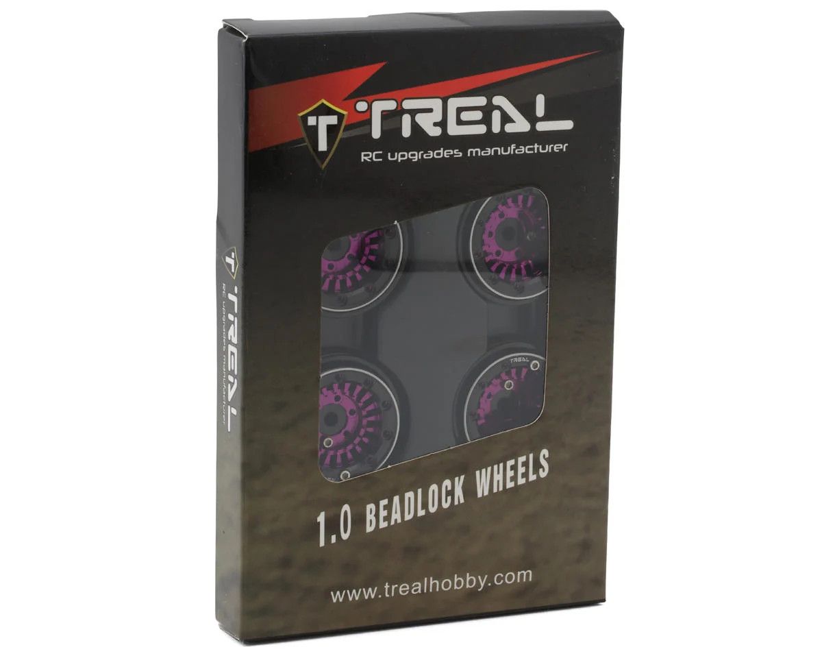 Treal Hobby Type C 1.0" Aluminum Beadlock Crawler Wheels (Purple) (4) (27.3g)