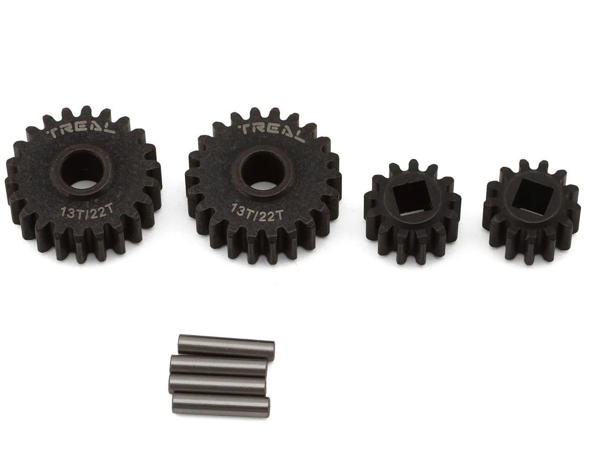 Treal Hobby Axial SCX10 III/Capra Steel Overdrive Portal Gear Set (13T/22T) (Overdrive 13%)