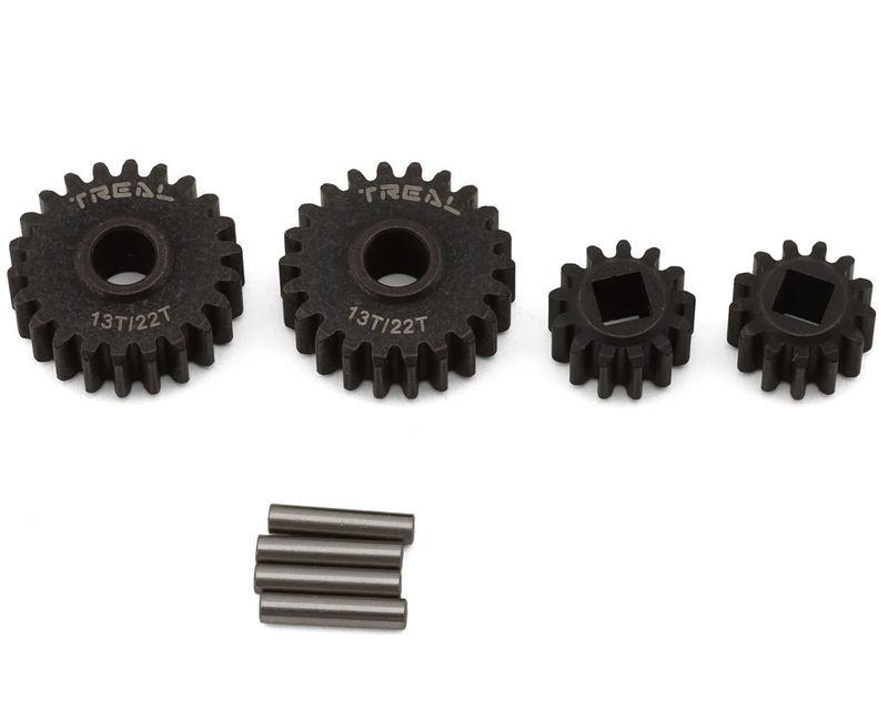 Treal Hobby Axial SCX10 III/Capra Steel Overdrive Portal Gear Set (13T/22T) (Overdrive 13%)