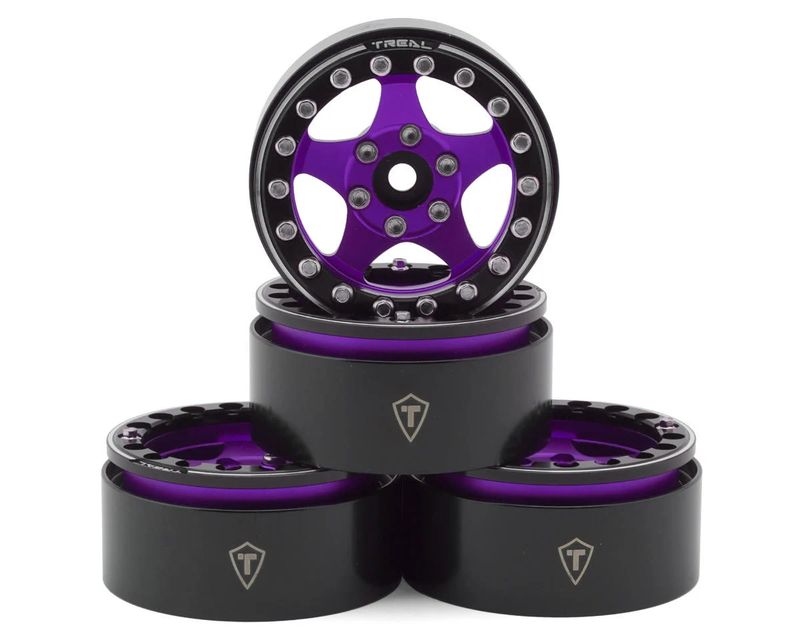 Treal Hobby Type E 1.9" Classic 5-Spoke Beadlock Wheels (Purple/Black) (4) (126g ea)