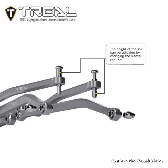 Treal Hobby Axial SCX30 Aluminum High Clearance Suspension Links Set (Grey)