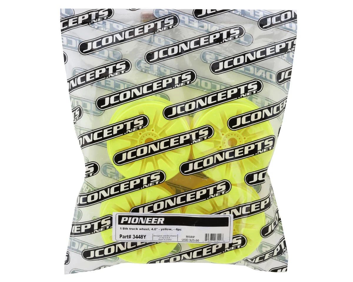 JConcepts Pioneer 4.0" Standard Offset 1/8 Truck Wheels (Yellow) (4)