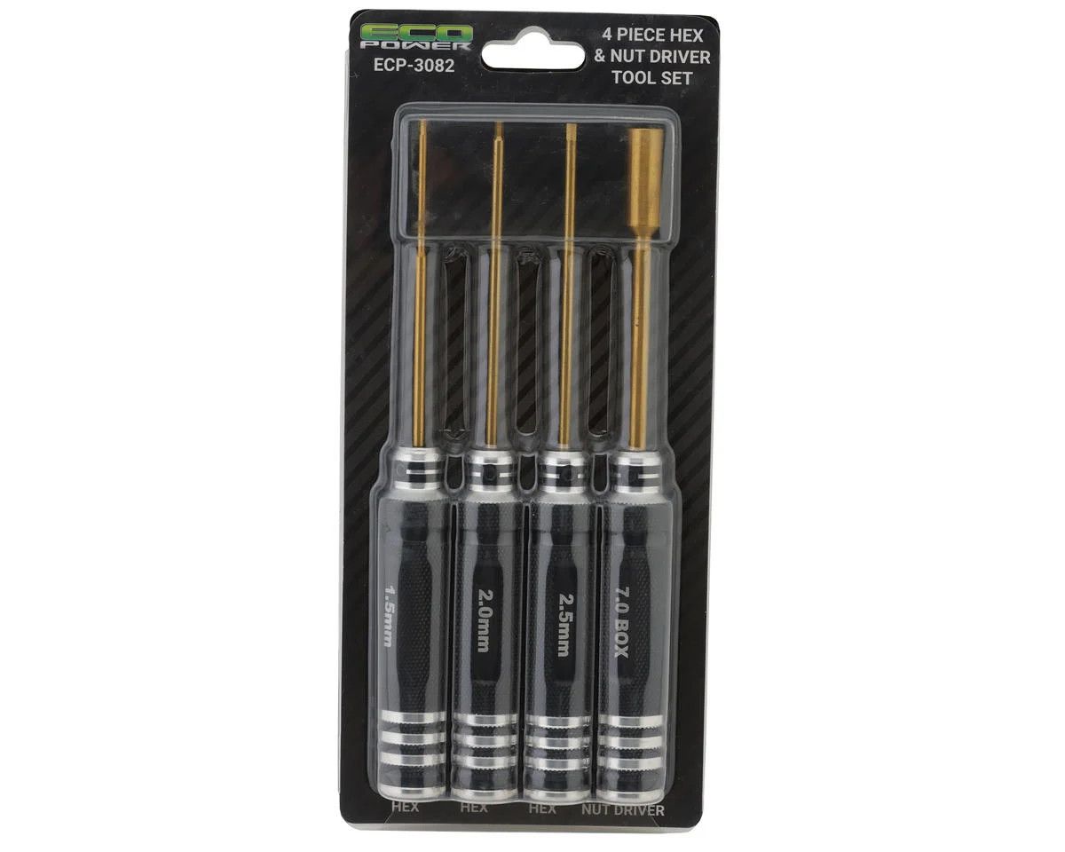 EcoPower 4-Piece Metric Hex &amp; Nut Driver Tool Set (1.5, 2.0, 2.5mm/7mm)