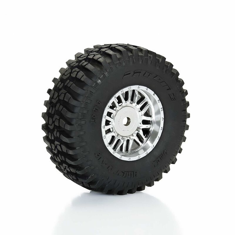 Flat Iron F/R Tires Mounted 12mm Hex Chrome Diablo (4) for Arrma Typhon Grom