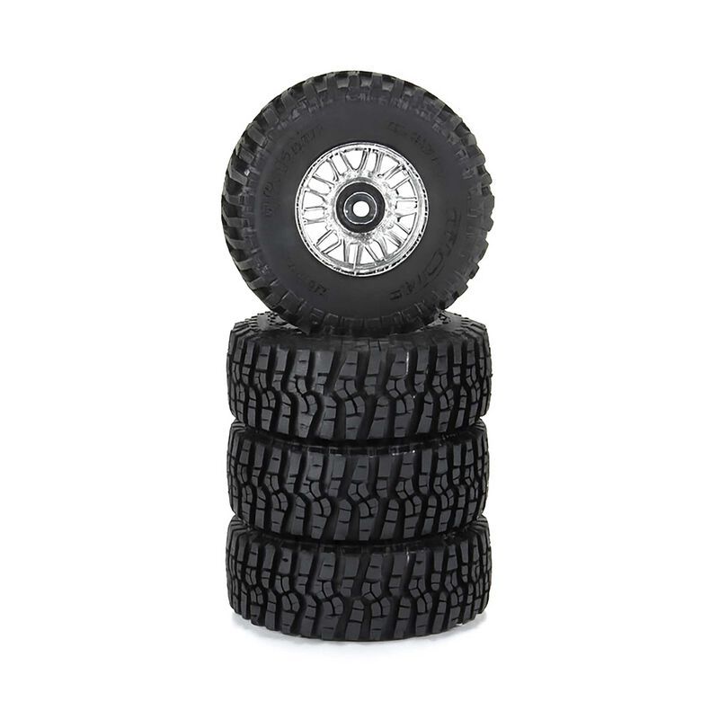 Flat Iron F/R Tires Mounted 12mm Hex Chrome Diablo (4) for Arrma Typhon Grom