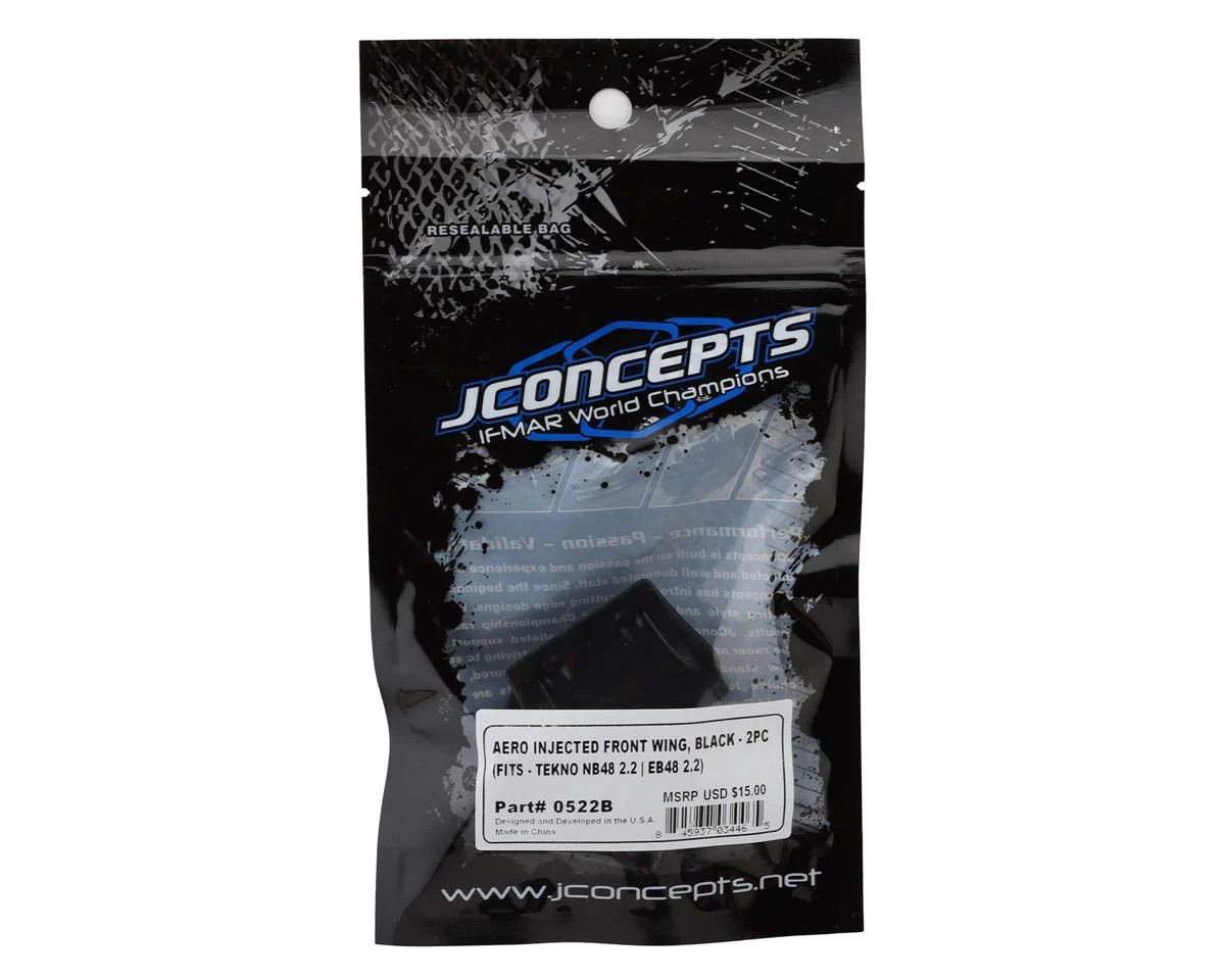 JConcepts Tekno NB48 2.2/EB48 2.2 1/8 Molded Front Wings (Black) (2)