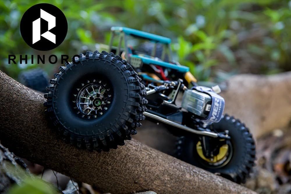 RhinoRC MOZA 1.9 Inch Negative Offset Aluminum Wheel Rim, 4PCS RC Beadlock Wheels for 1/10 RC Crawler Axial SCX10