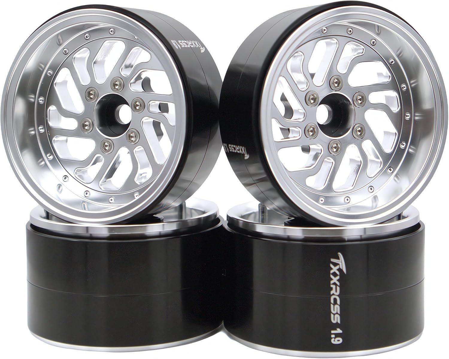 TxxRcss RC 1.9 Inch Beadlock Wheels Offsets -8.5mm Rims Hex 12mm Aluminum Wheel for 1/10 RC Crawler