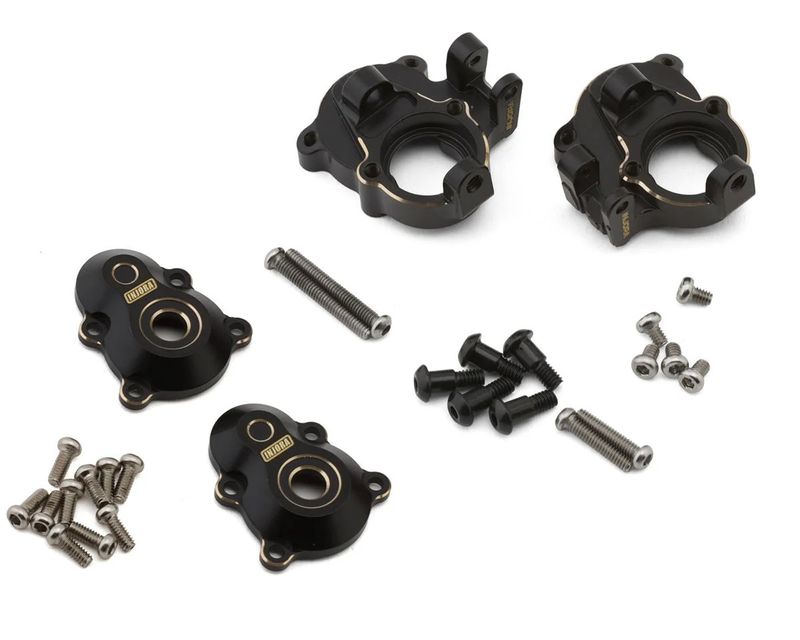 Injora Redcat Ascent-18 Brass Portal Covers &amp; Steering Knuckles Set (Black) (72g Total Weight) (Apex/Scout II Brushless)