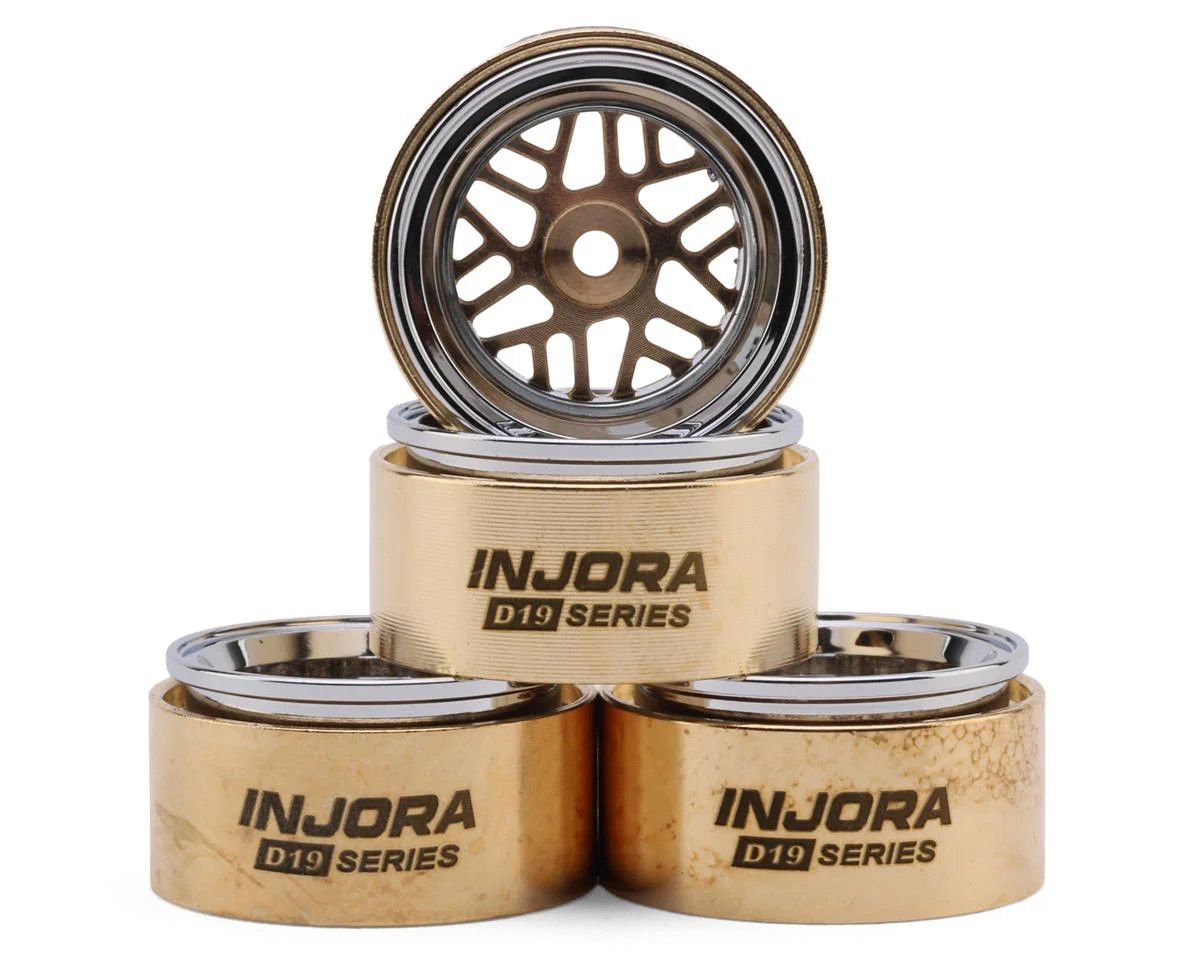 Injora 0.7" D19 ModuWheel Brass &amp; Aluminum Micro Crawler Beadlock Wheels (Gold) (4) (9.4g ea) (-2mm Offset)