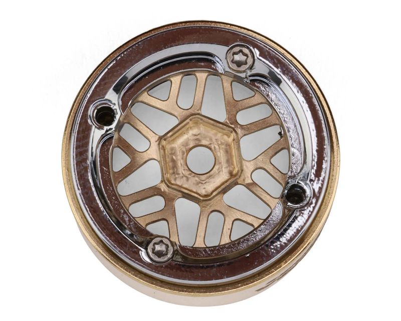 Injora 0.7" D19 ModuWheel Brass &amp; Aluminum Micro Crawler Beadlock Wheels (Gold) (4) (9.4g ea) (-2mm Offset)