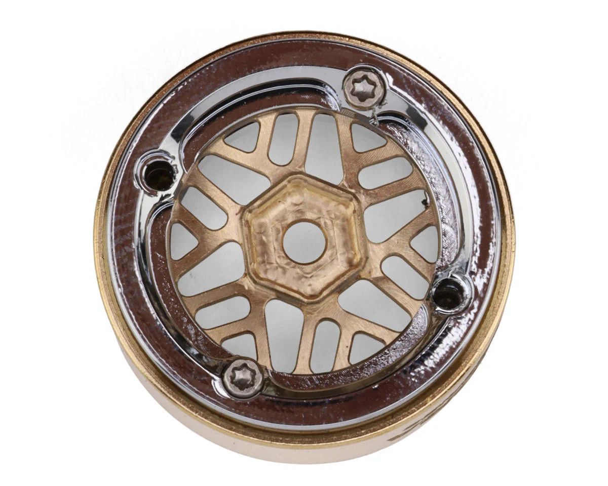 Injora 0.7" D19 ModuWheel Brass &amp; Aluminum Micro Crawler Beadlock Wheels (Gold) (4) (9.4g ea) (-2mm Offset)
