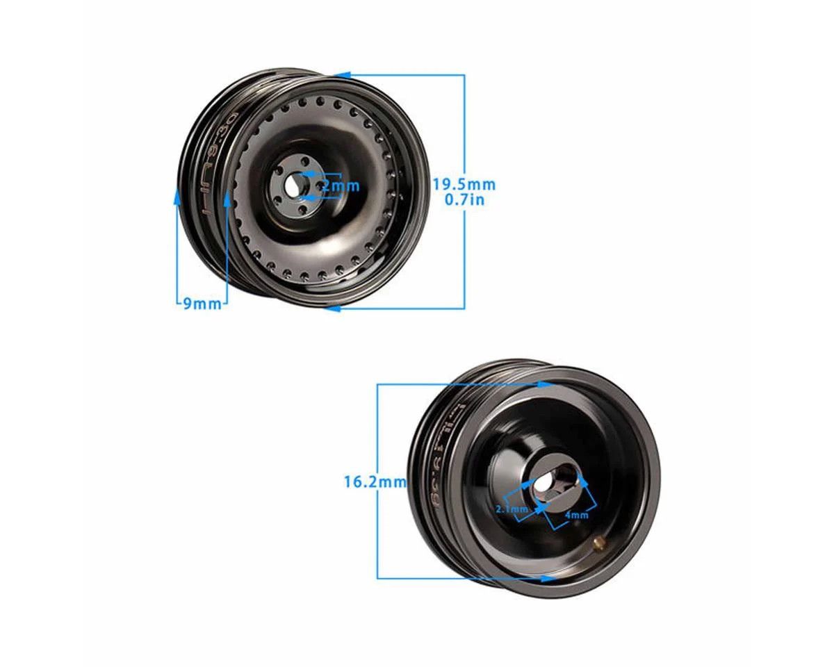 Hot Racing Axial SCX30 0.7" Brass Crawler Wheels (Black Chrome) (4) (9.3g ea)