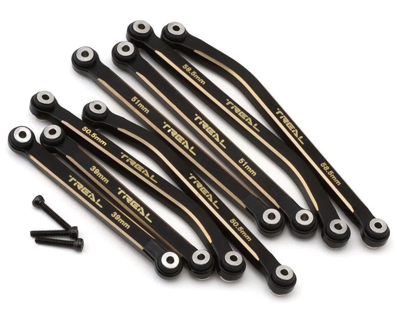 Treal Hobby Axial SCX24 Brass High Clearance Suspension Links Set (Black) (37g) (132mm Wheelbase) (C10/JLU/Bronco/4Runner)