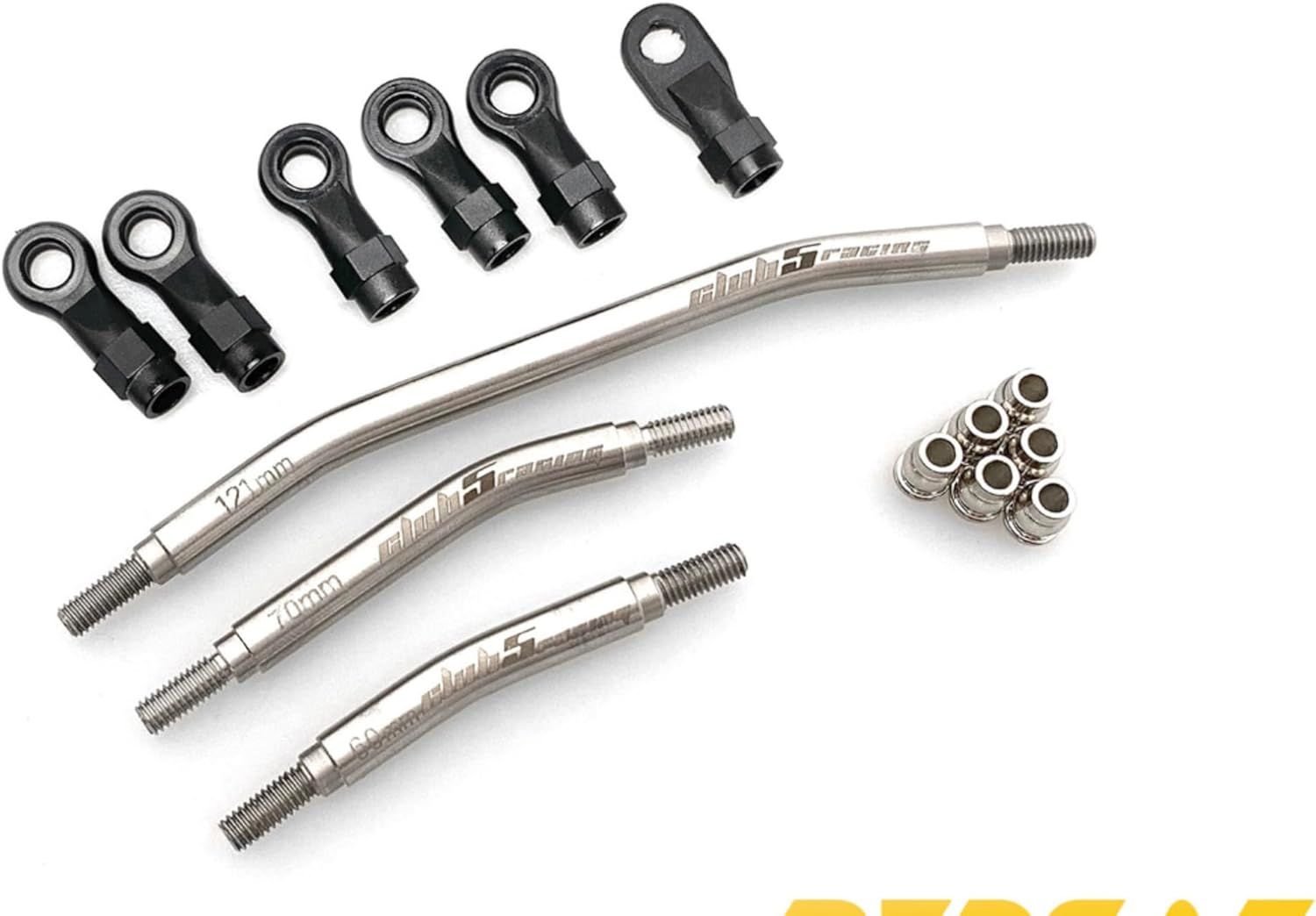 Club 5 Racing Husky Link Hi-Clearance Steering Links Kit for Redcat Ascent (V2), Silver