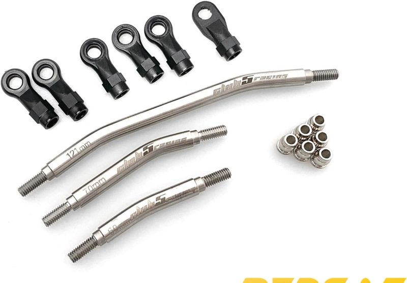 Club 5 Racing Husky Link Hi-Clearance Steering Links Kit for Redcat Ascent (V2), Silver