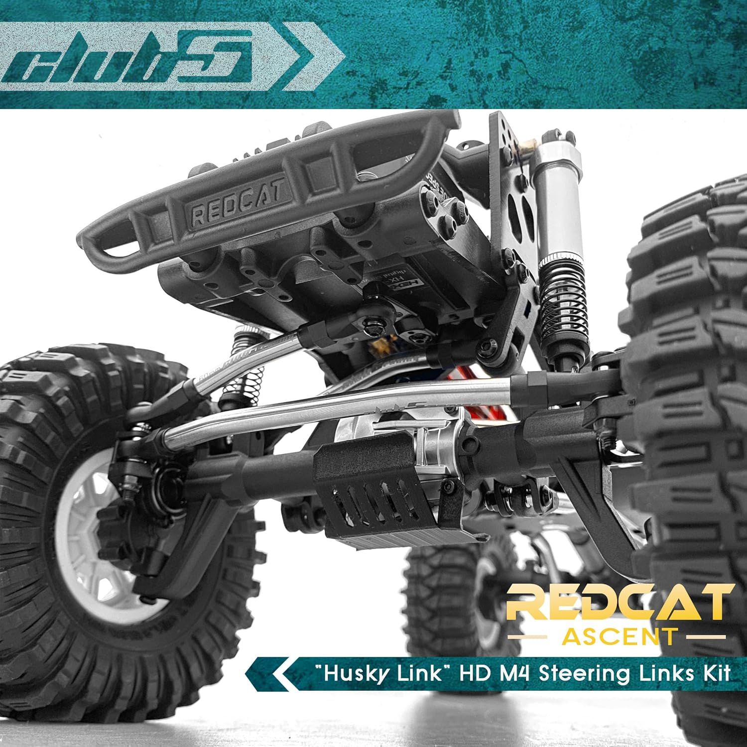 Club 5 Racing Husky Link Hi-Clearance Steering Links Kit for Redcat Ascent (V2), Silver
