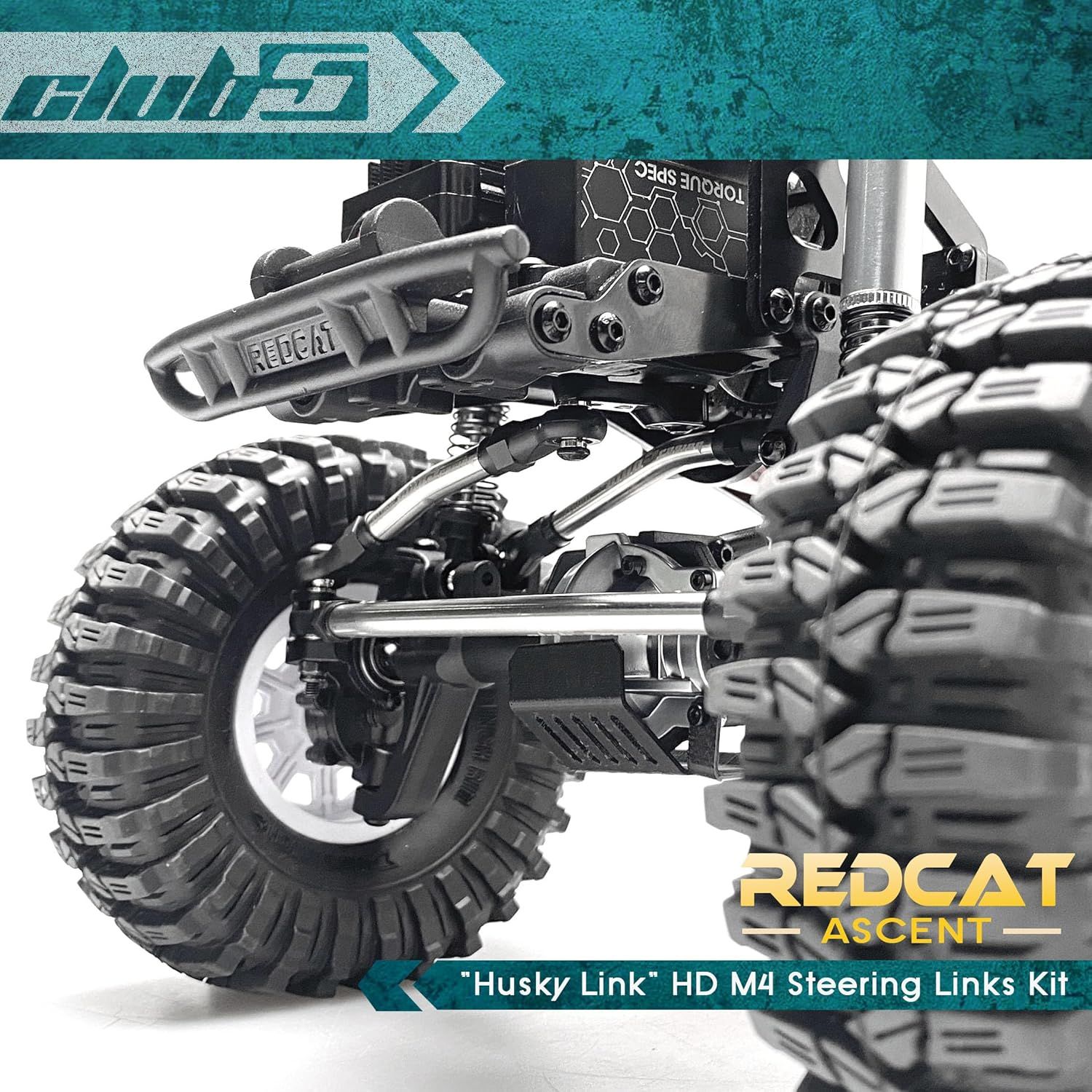 Club 5 Racing Husky Link Hi-Clearance Steering Links Kit for Redcat Ascent (V2), Silver