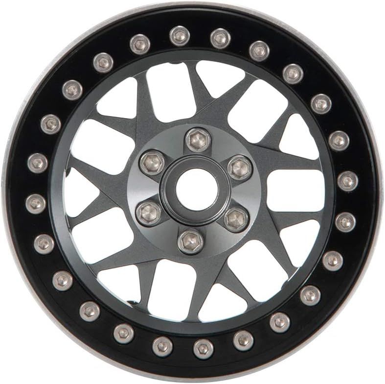 Upgrade 2.2 Inch Aluminum Y-Spoke Bead lock Rims, (Narrow 25mm Width) for 1/10 Scale RC Crawler, 4 PCS,  Titanium