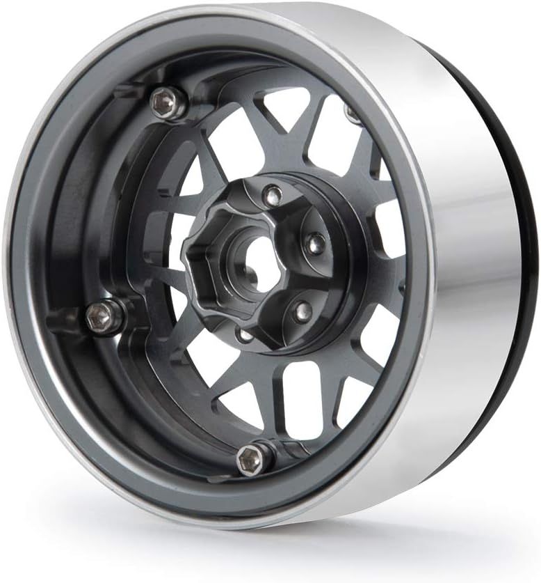 Upgrade 2.2 Inch Aluminum Bead lock Rims, (Narrow 25mm Width) for 1/10 Scale RC Crawler, 4 PCS,  Titanium