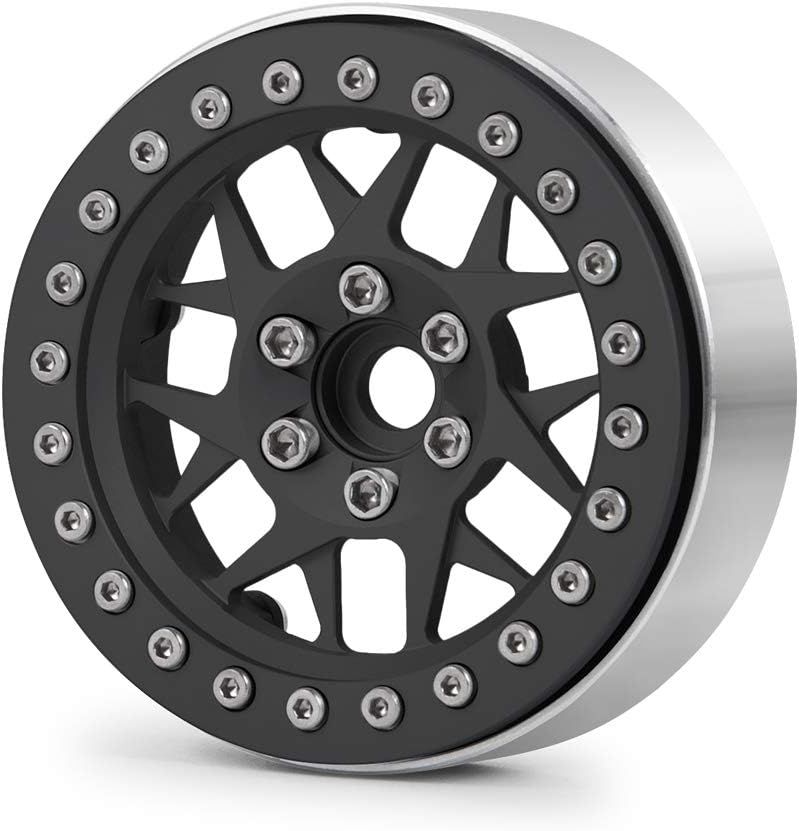 Upgrade 2.2 Inch Aluminum Bead lock Rims, (Narrow 25mm Width) for 1/10 Scale RC Crawler, 4 PCS,  Black