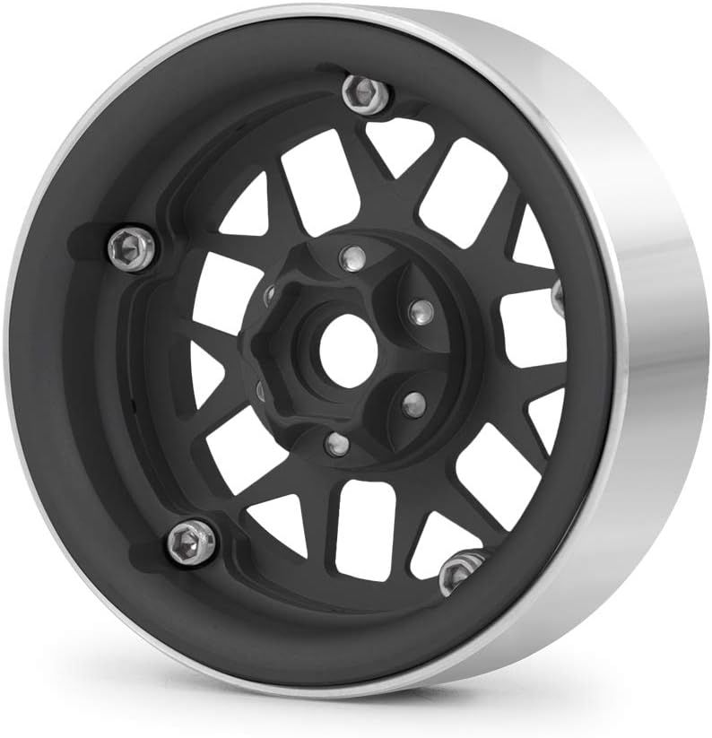 Upgrade 2.2 Inch Aluminum Bead lock Rims, (Narrow 25mm Width) for 1/10 Scale RC Crawler, 4 PCS,  Black