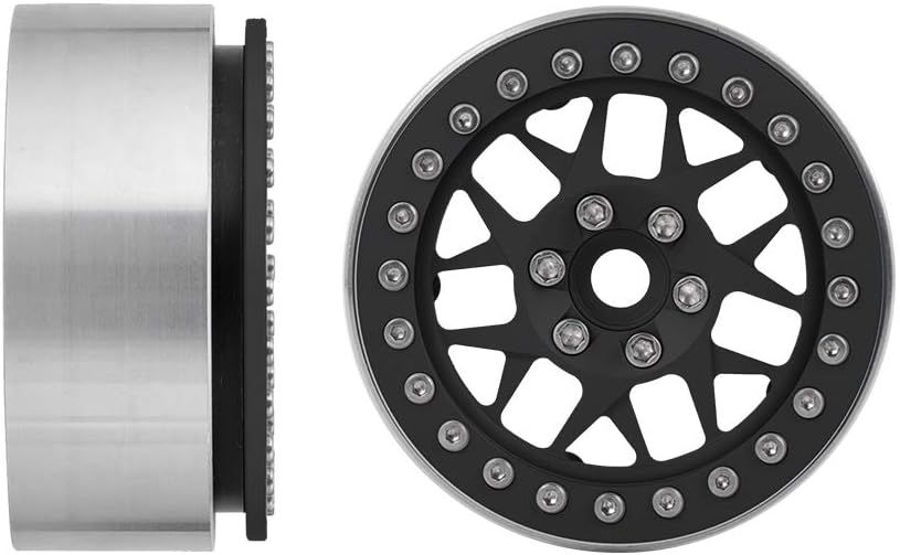 Upgrade 2.2 Inch Aluminum Bead lock Rims, (Narrow 25mm Width) for 1/10 Scale RC Crawler, 4 PCS,  Black