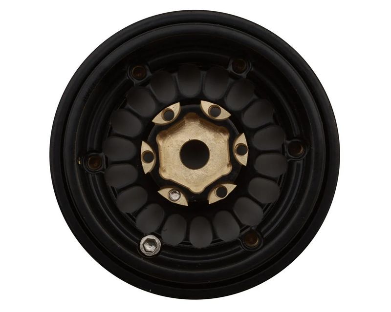 Treal Hobby Type D 1.0" Brass Beadlock Crawler Wheels (Black/Gold) (40g ea) (4)