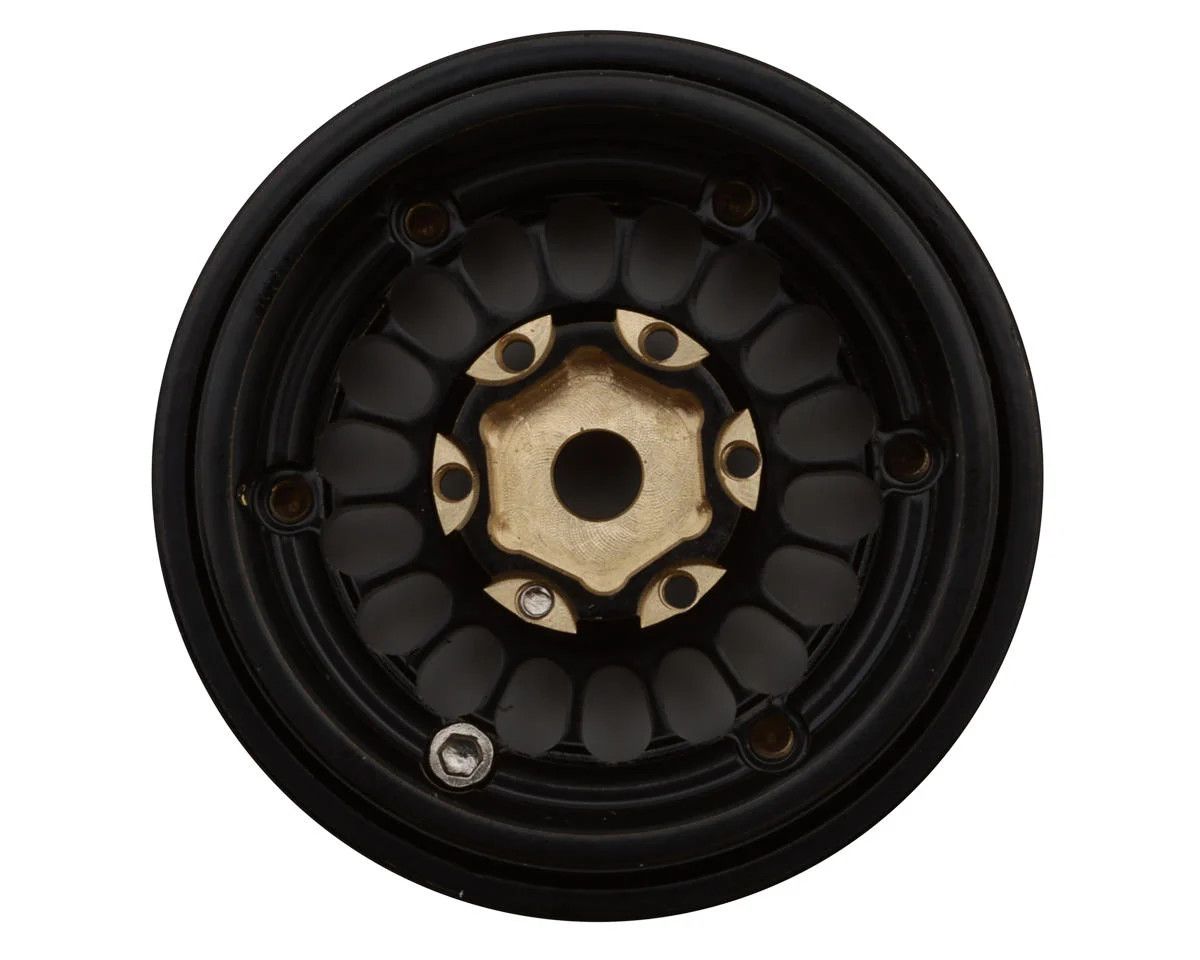 Treal Hobby Type D 1.0" Brass Beadlock Crawler Wheels (Black/Gold) (40g ea) (4)