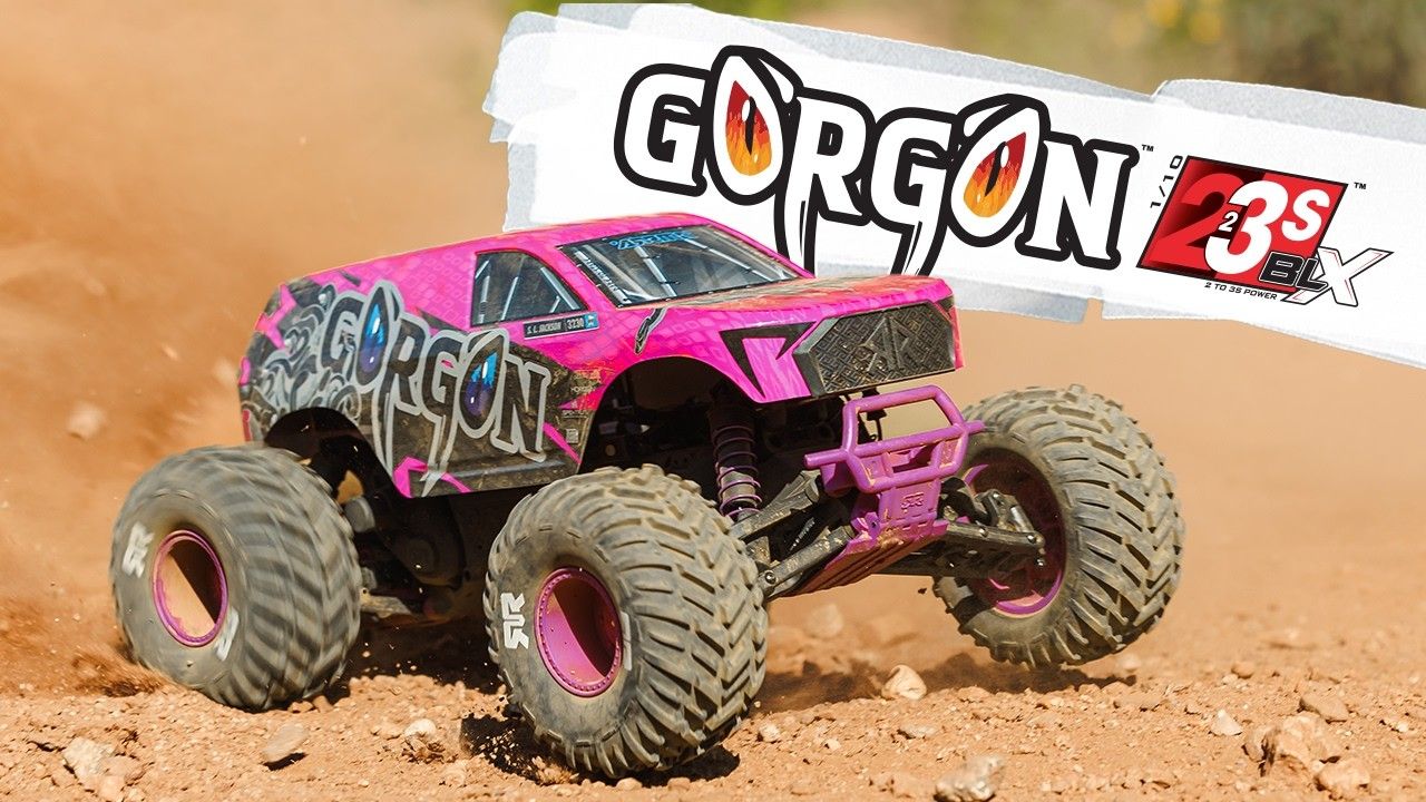 1/10 GORGON 223S 2WD RTR Brushless Monster Truck, Red/Black