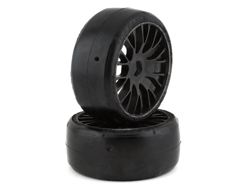GRP Tires GT - TO4 Slick Belted Pre-Mounted 1/8 Buggy Tires (Black) (2) (XB1) w/FLEX Wheel