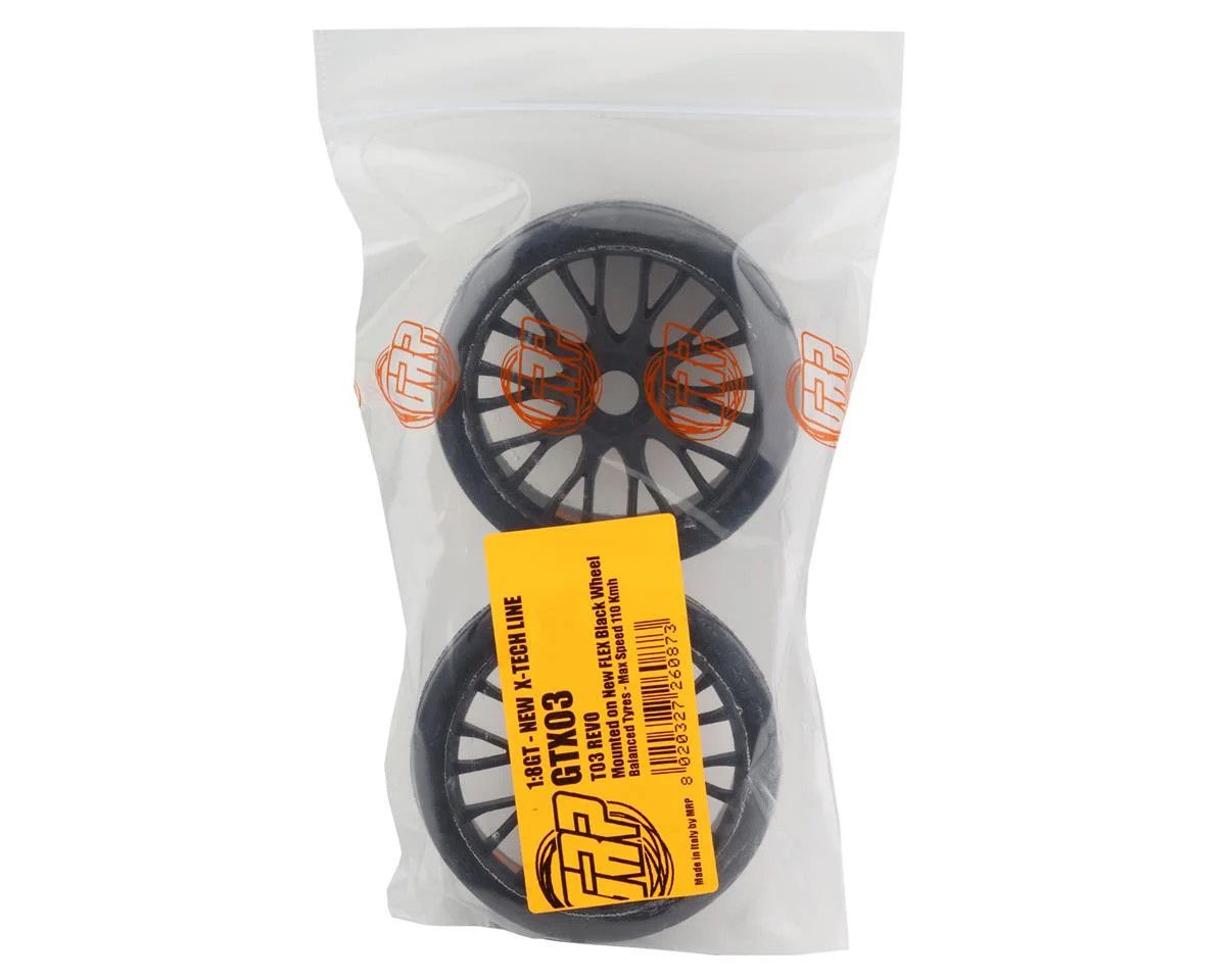 GRP Tires GT - TO3 Revo Belted Pre-Mounted 1/8 Buggy Tires (Black) (2) (XB1) w/FLEX Wheel