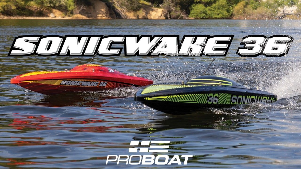 Sonicwake 36" V3, Self-Righting V-Hull Boat RTR, Black Hull