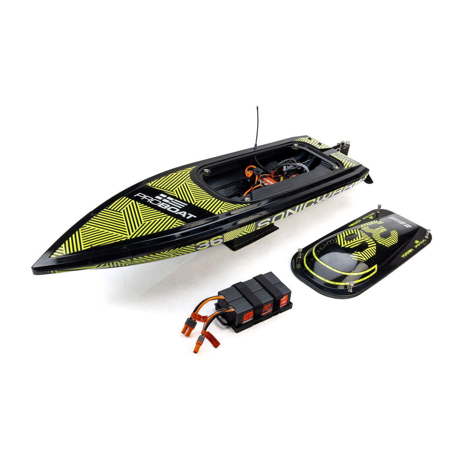 Sonicwake 36" V3, Self-Righting V-Hull Boat RTR, Black Hull