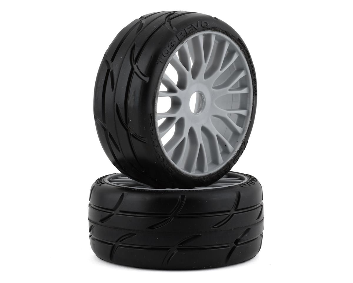 GRP Tires GT - TO3 Revo Belted Pre-Mounted 1/8 Buggy Tires (Silver) (2) (XB1) w/FLEX Wheel