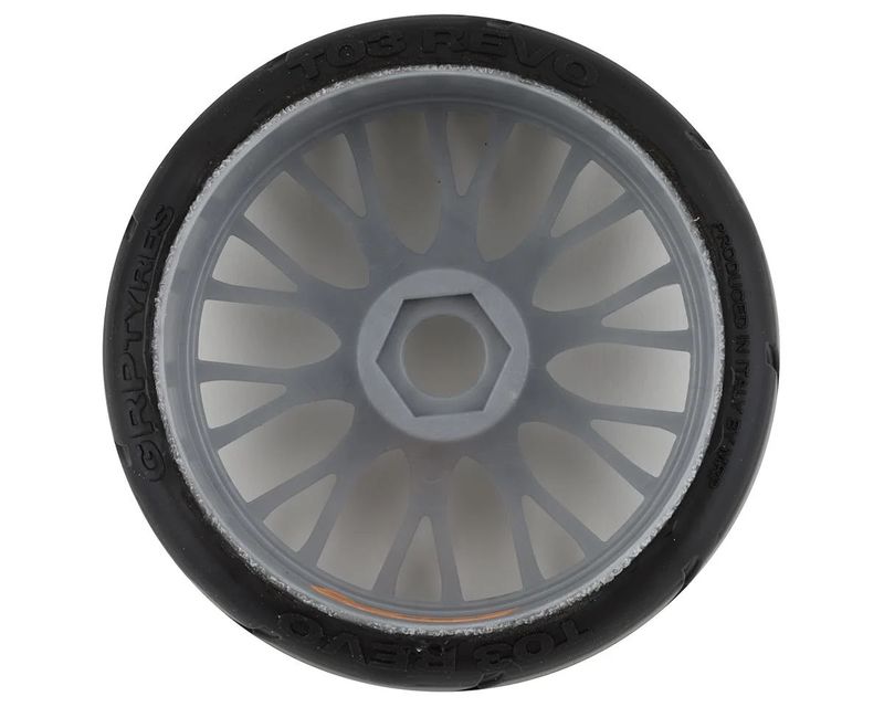 GRP Tires GT - TO3 Revo Belted Pre-Mounted 1/8 Buggy Tires (Silver) (2) (XB1) w/FLEX Wheel