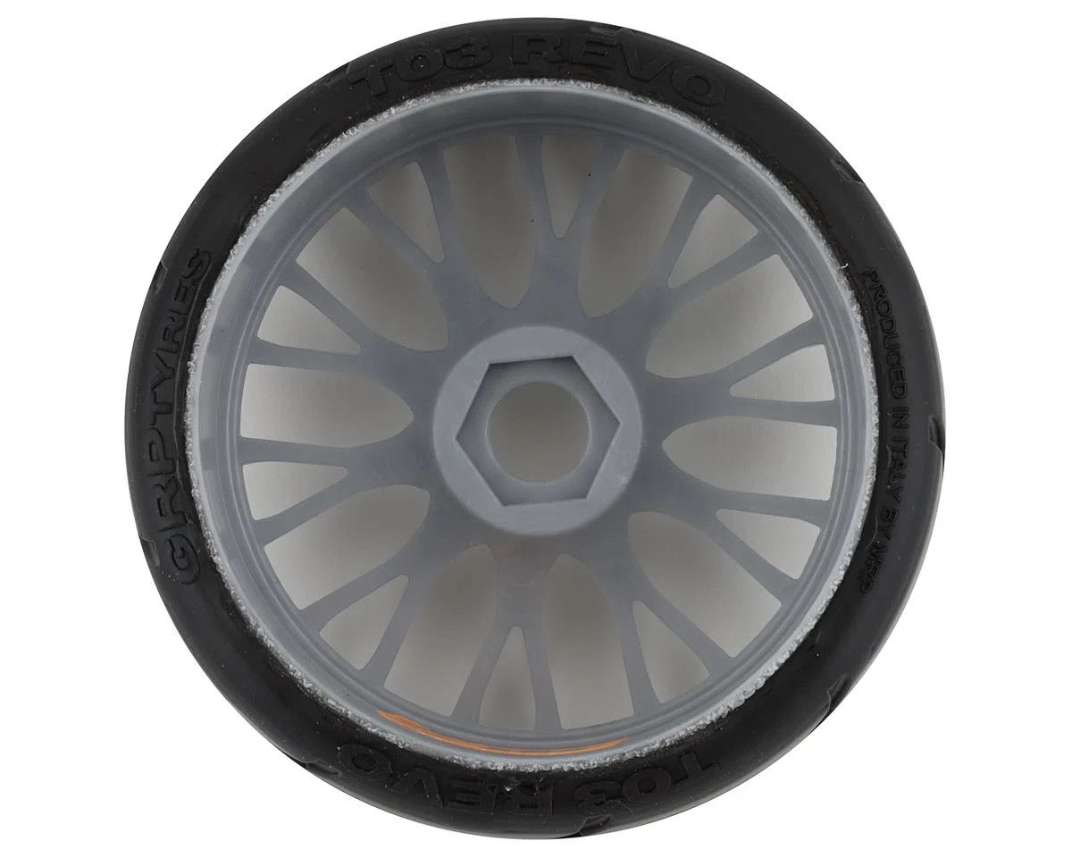 GRP Tires GT - TO3 Revo Belted Pre-Mounted 1/8 Buggy Tires (Silver) (2) (XB1) w/FLEX Wheel